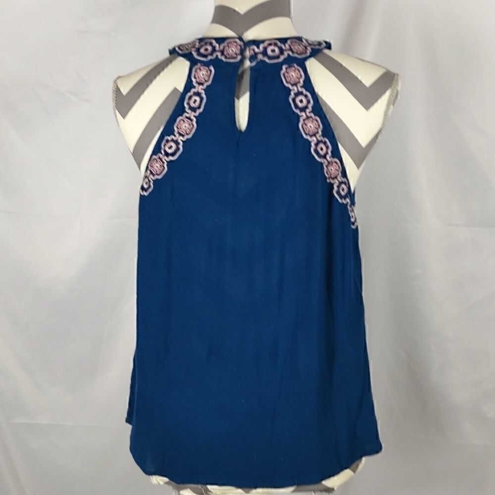 EM Blue Embroidered Halter Top - Picture 5 of 8